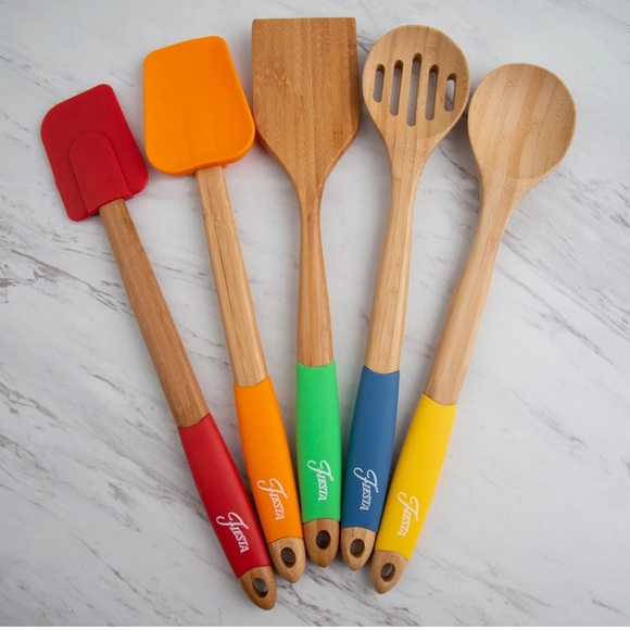 NWT-Fiesta 5 piece Bamboo Silicon Utensil Set - Picture 5 of 9
